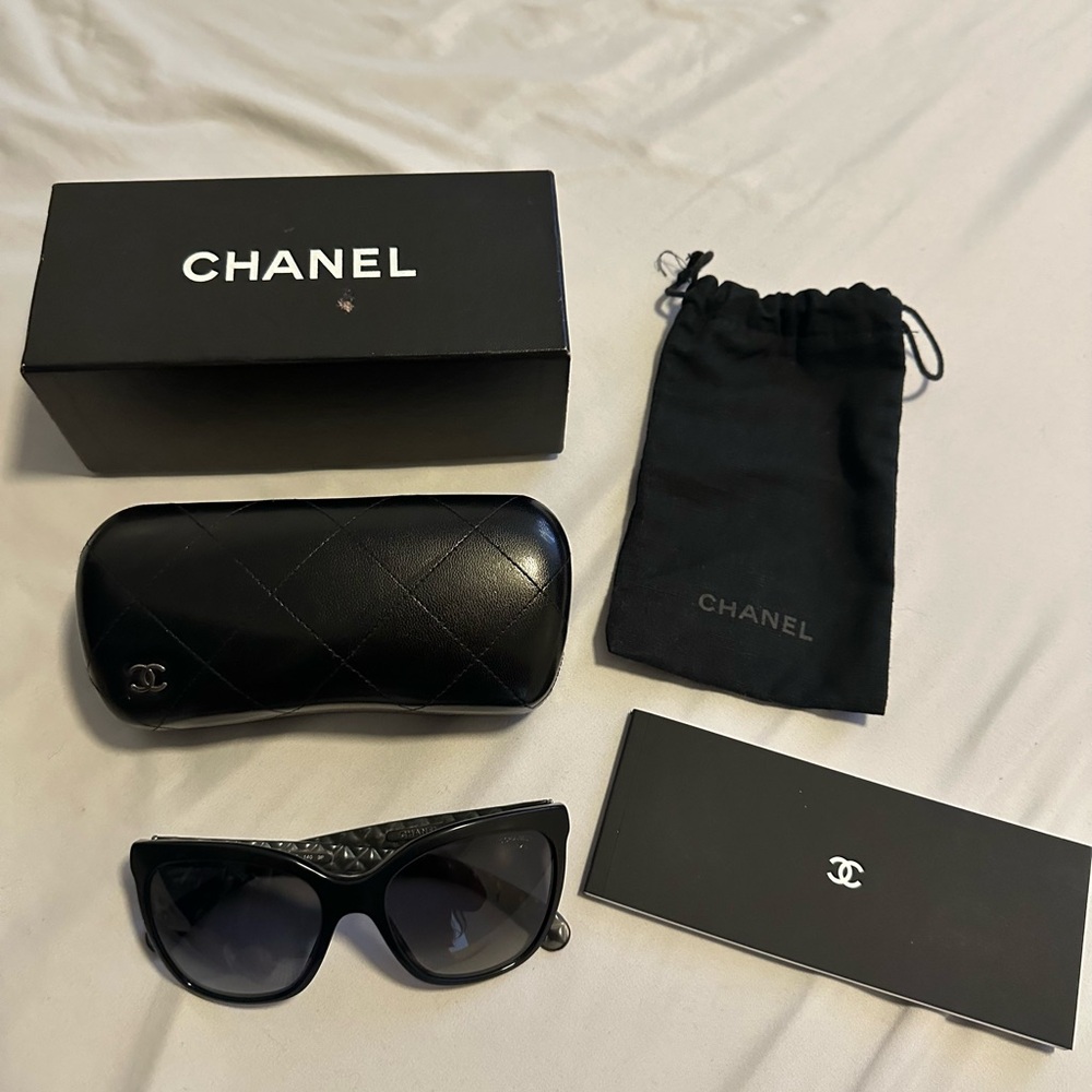 CHANEL Black Quilted Sunglasses
